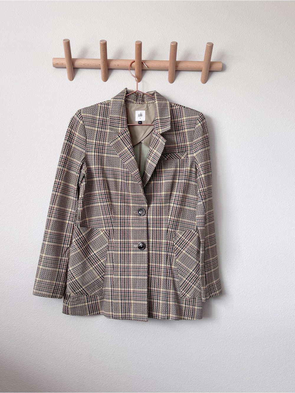 CAbi Plaid Button-Front Blazer Jacket